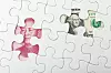 US and chinese yuan with white puzzle for exchange rate concept