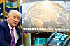 Donald Trump sitter ved skrivebordet i Det ovale kontor med en skjerm som viser «Golden Dome for America» bak seg.