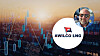 Awilco LNG-logo overlagt på finansgrafer med solnedgang og lite portrett i hjørnet