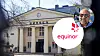 Børsen-bygningen bak en stor Equinor-logo og et lite portrettbilde.