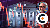Digitale markedsgrafer over et klassisk bygg, med en rund portrettvignett og en logo til høyre.