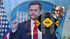 Mann i dress taler med hevet hånd foran grafikk med OIL-tønne og energisymboler.