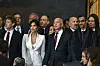 Mark Zuckerberg, Lauren Sanchez, Jeff Bezos og Sundar Pichai står samlet i Rotundaen i US Capitol.